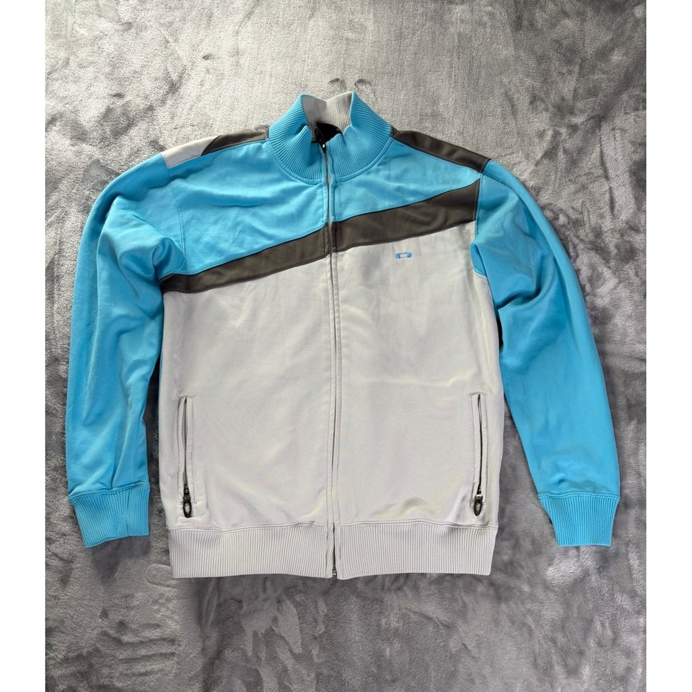 Oakley Track Jacket Mens S Blue Gray Colorblock Full Zip Black